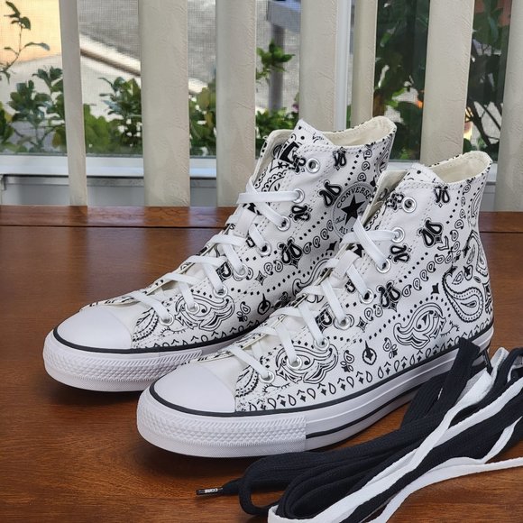 Converse X Sammy Bacca Ctas Pro Hi Bandana Print shoes in a bold, graphic bandana print design